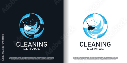 Cleaning logo design vector with creative concept premium vector