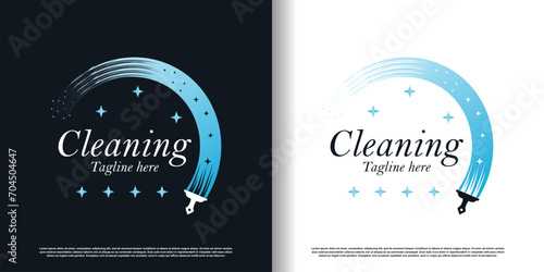 Cleaning logo design vector with creative concept premium vector