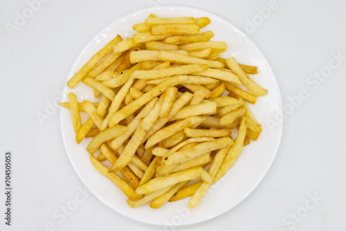 Large Pile of Basic French Fries on a White Plate