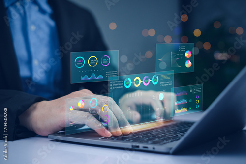 Artificial Intelligence AI data tech analytics for kpi accounting big complex business, technology algorithm system software website tool write command prompt digital internet support chart analysis