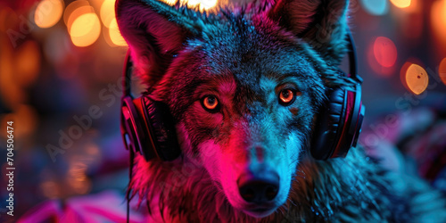 Wolf mit Kopfhörer