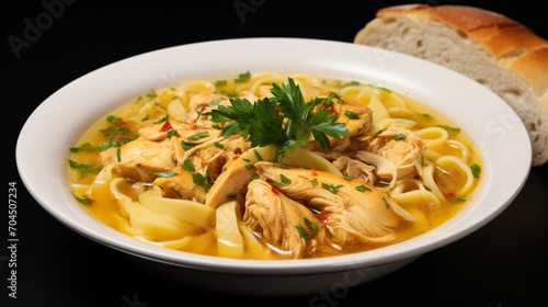 Traditional Moldavian chicken soup with homemade