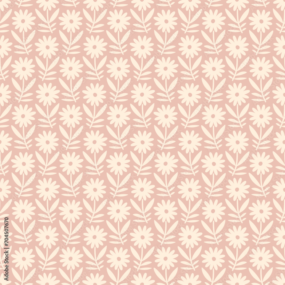 Hand drawn seamless pattern with decorative doodle flowers, repeat pattern with flowers and leaves Hand drawn seamless pattern with decorative doodle flowers, repeat pattern with flowers and leaves