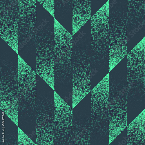 Ultra Modern Checkered Chevron Vector Seamless Pattern Trend Turquoise Abstract Background. Half Tone Art Illustration for Textile. Endless Graphical Mint Green Abstraction Wallpaper Dot Work Texture