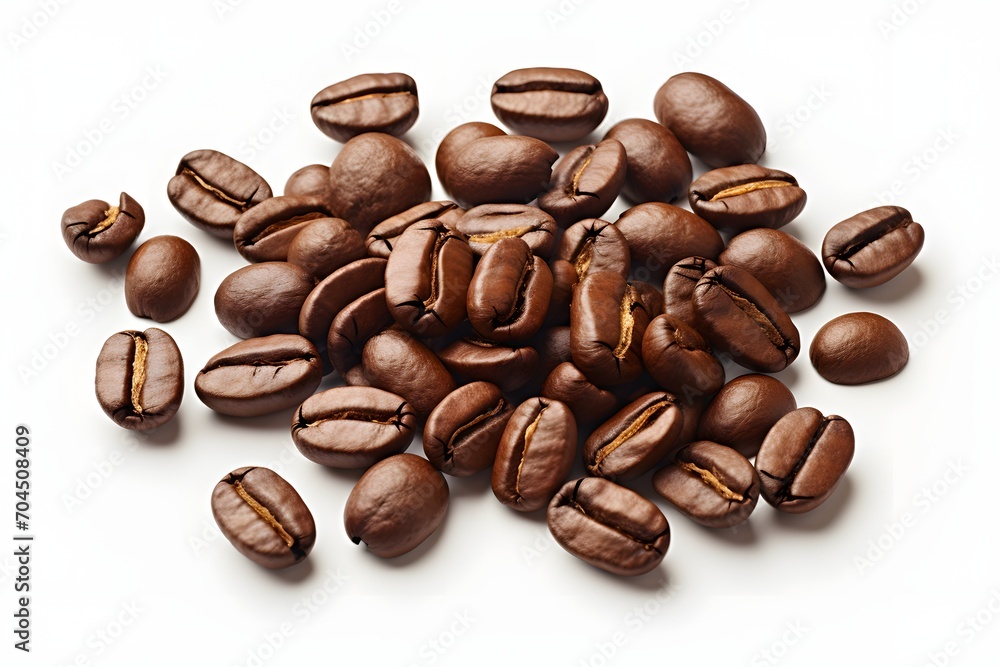 close-up shot of coffee beans on white background close-up shot of coffee beans on white background