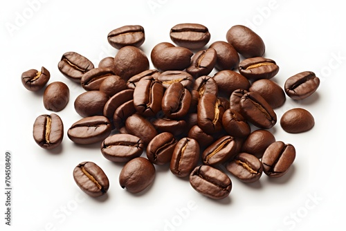close-up shot of coffee beans on white background