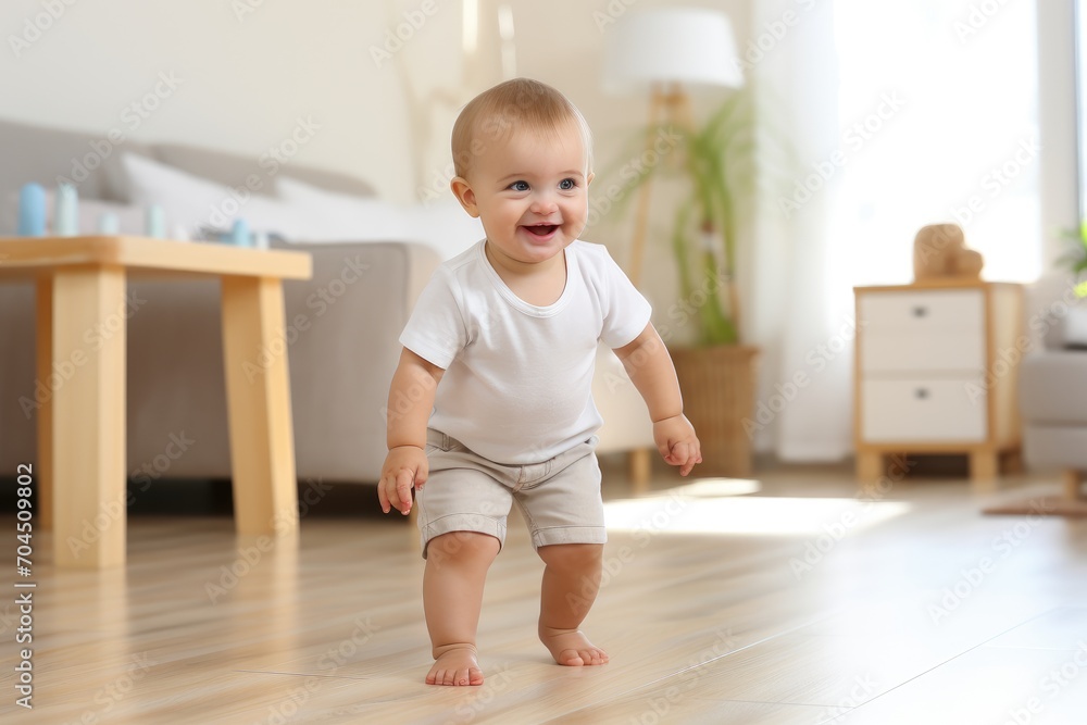 Baby doing his first steps Baby doing his first steps