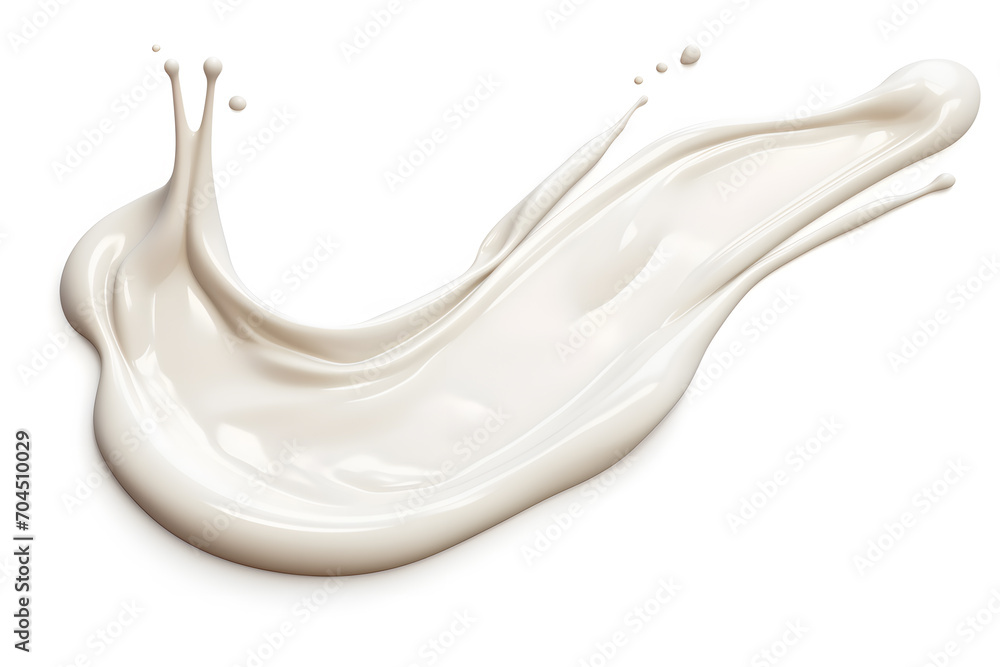 White milk or cream wave splash with splatters and drops isolated on white background White milk or cream wave splash with splatters and drops isolated on white background