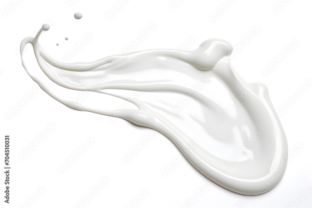 White milk or cream wave splash with splatters and drops isolated on white background White milk or cream wave splash with splatters and drops isolated on white background