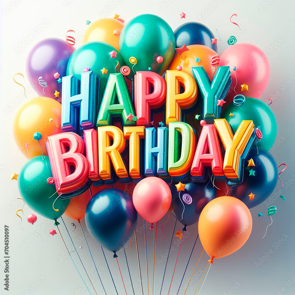 Happy birthday card with balloons Happy birthday card with balloons