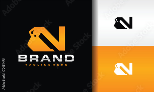 N letter scoop excavator logo