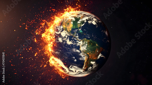 Global boiling situation extreme weather cause by climate change from human activities that create pollution.