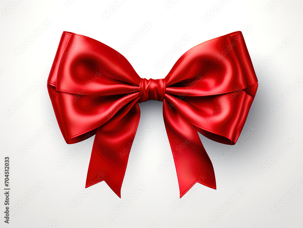 Fototapeta premium Red ribbon and bow isolated against white