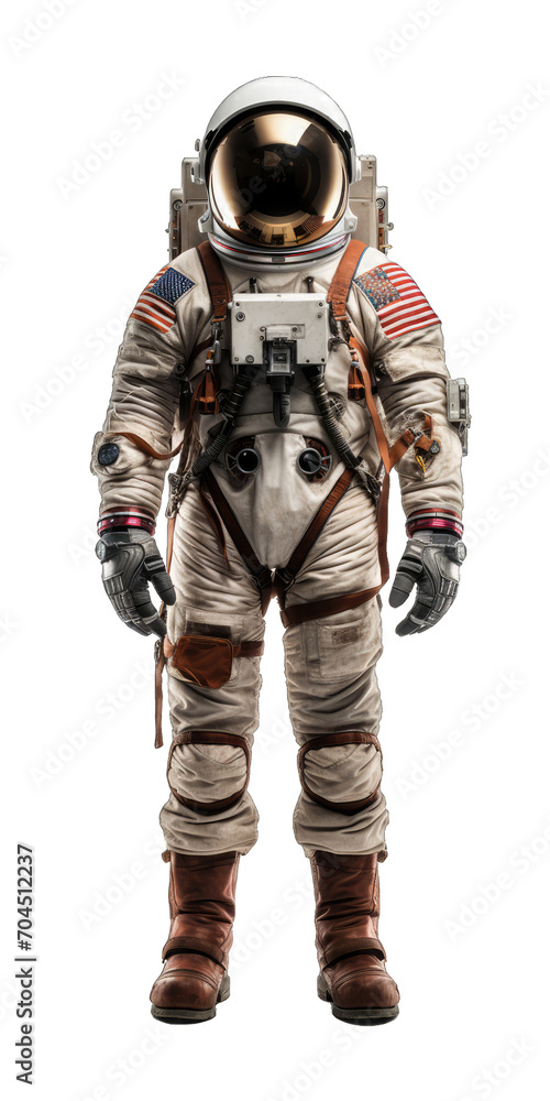 Astronaut in Space Suit - Brave and Adventurous. Isolated on a Transparent Background. Cutout PNG.