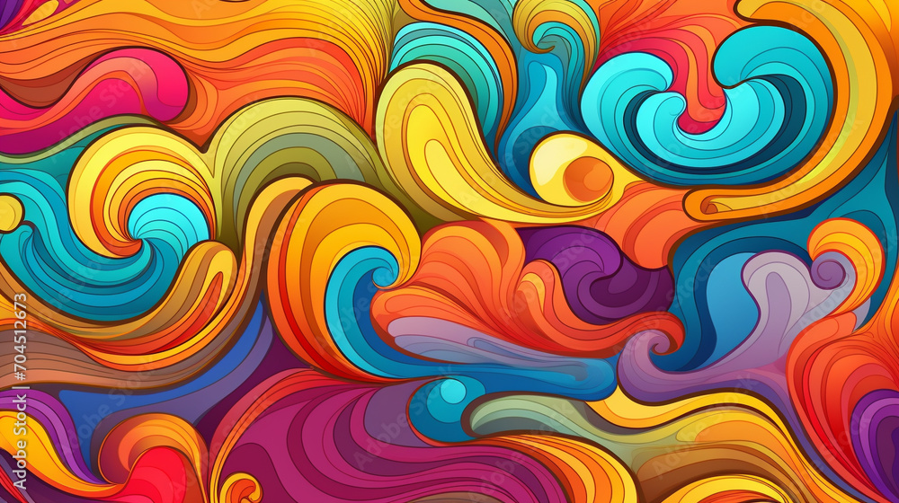 Seamless retro style groovy psychedelic background