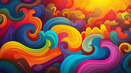 Seamless retro style groovy psychedelic background