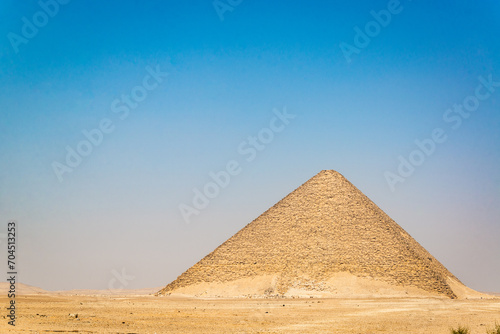 View of the Red Pyramid and parched dry desert in Dahshur  Egypt