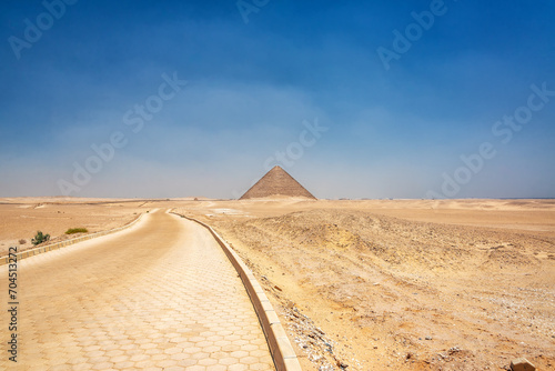 View of the road leading to the Red Pyramid in Dahshur  Egypt