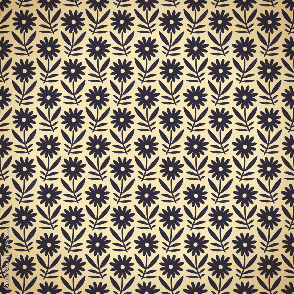 Hand drawn seamless pattern with decorative doodle flowers, repeat pattern with flowers and leaves Hand drawn seamless pattern with decorative doodle flowers, repeat pattern with flowers and leaves