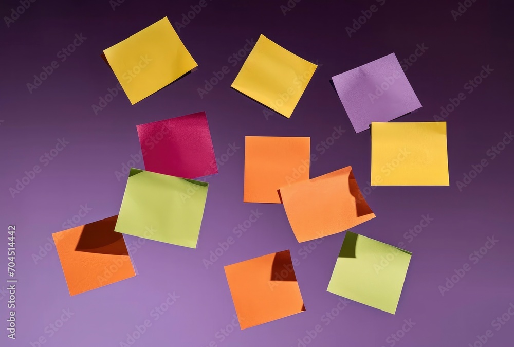 Colorful sticky notes on purple background Colorful sticky notes on purple background