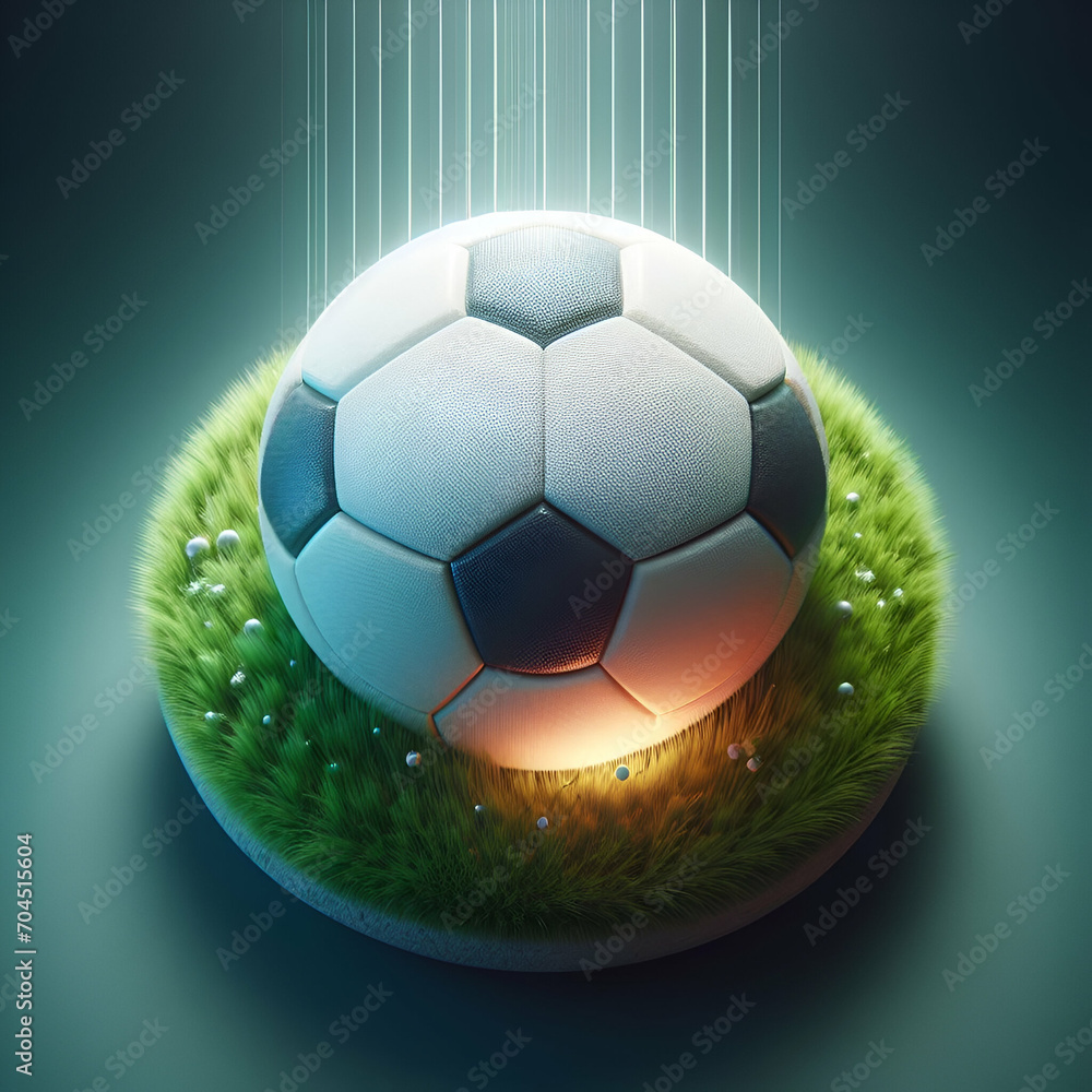 Naklejka premium soccer ball on grass