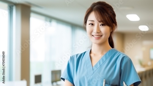 Japanese kind medical nurse with smile no cap