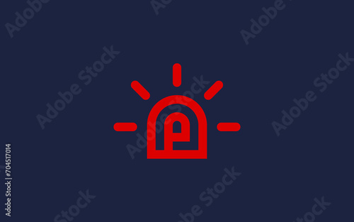 letter p with emergency lights logo icon design vector design template inspiration