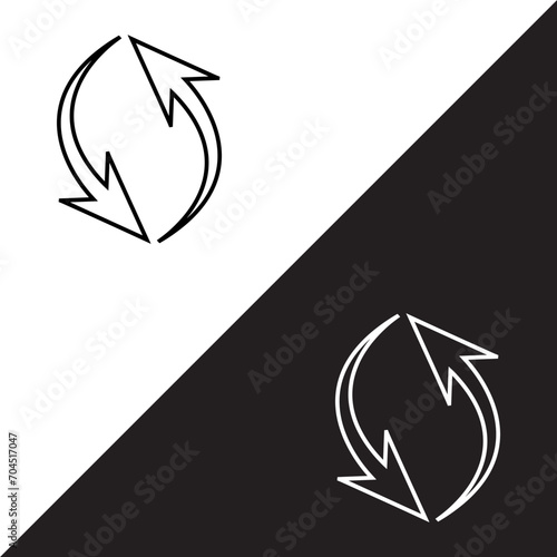 Repeat icon vector. Refresh icon sign symbol in trendy flat style. Reload arrow vector icon illustration isolated on white and black background