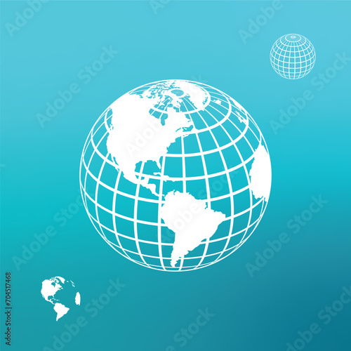 A white globe with lines on a blue background in vector