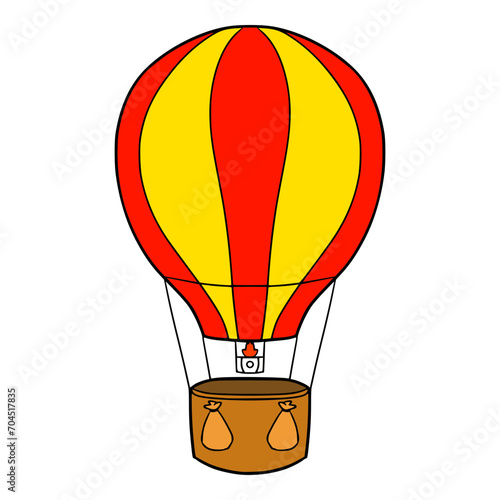 hot air ballon illustration colored hand drawn vector