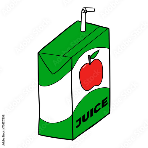 apple juice box illustration colored hand drawn vector