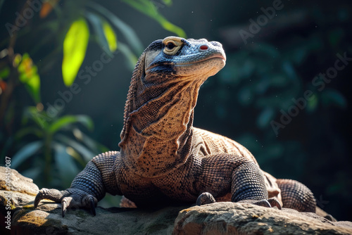 A majestic Komodo Dragon basking in the warm sunlight photo