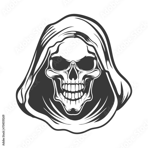 Spooky grim reaper ghost  skull   vector design 