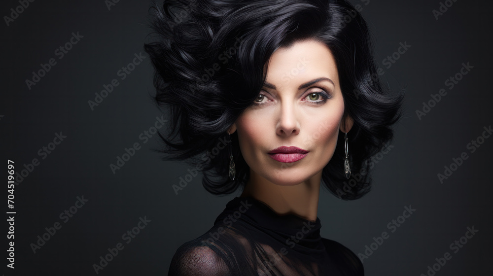 Fashion Woman Profile Portrait. Vogue Style Model. Stylish Makeup and Manicure. Beauty Girl with Black Hair Fashion Woman Profile Portrait. Vogue Style Model. Stylish Makeup and Manicure. Beauty Girl with Black Hair