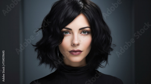Fashion Woman Profile Portrait. Vogue Style Model. Stylish Makeup and Manicure. Beauty Girl with Black Hair