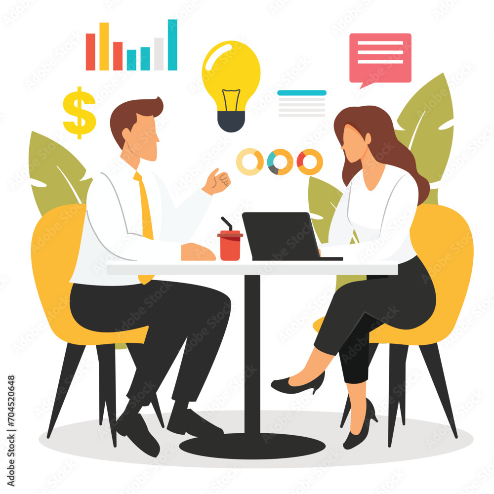 Businesspeople discussing and planning a new project Businesspeople discussing and planning a new project