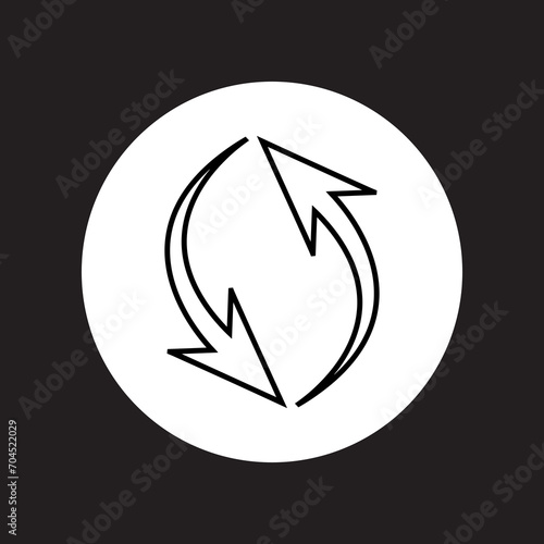 Repeat icon vector. Refresh logo design. Reload arrow vector icon illustration in circle isolated on black background