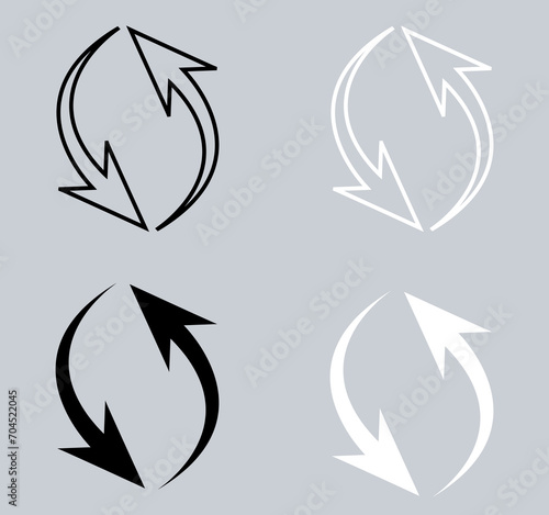 Set of Repeat arrow icon. Refresh icon sign symbol in trendy flat style. Reload arrow vector icon illustration isolated on gray background