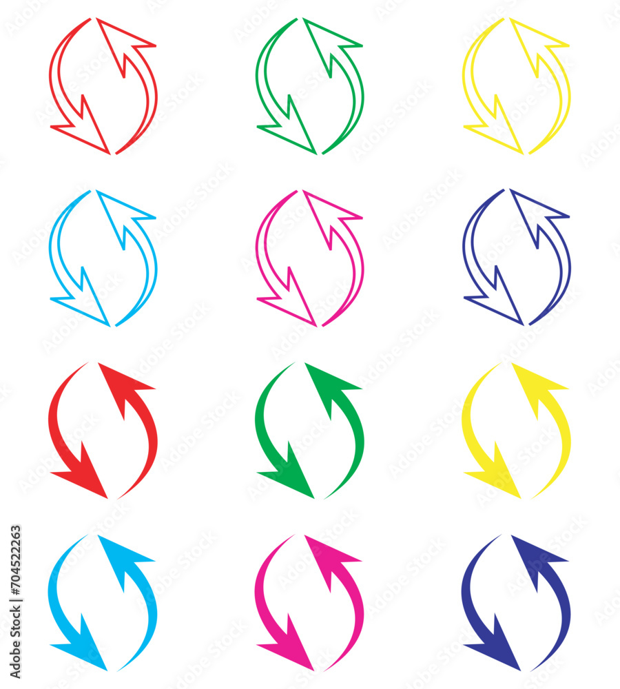Repeat icon vector. Refresh icon sign symbol in trendy flat style. Set elements in colored icons. Reload arrow vector icon illustration isolated on white background Repeat icon vector. Refresh icon sign symbol in trendy flat style. Set elements in colored icons. Reload arrow vector icon illustration isolated on white background