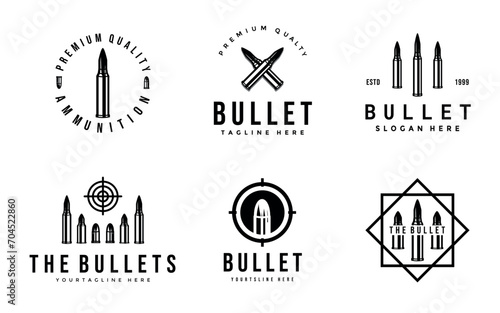 bullet vintage logo set collection illustration vector design, icon, symbol, bundle bullet modern military