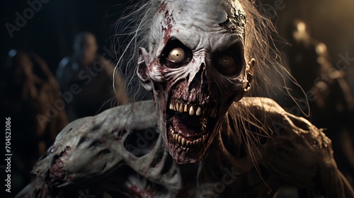 Scary zombie in the dark. Halloween concept. Horror film.