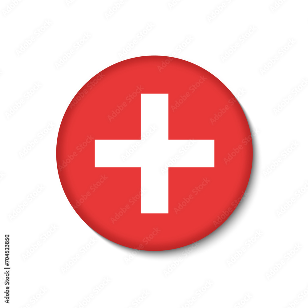 Red and white cross icon pin. Health. Drugstore. Red and white cross icon pin. Health. Drugstore.
