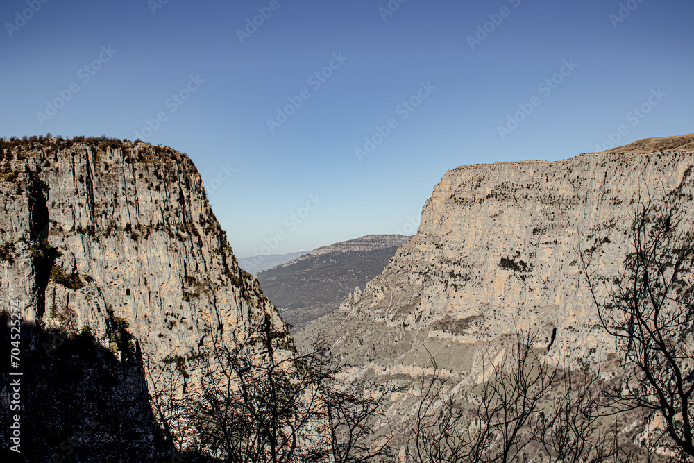 canyon of vikos mountain view from above