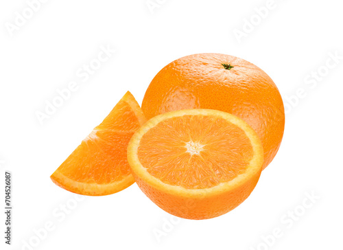 Whole and slices of orange fruit isolated on transparent background. PNG