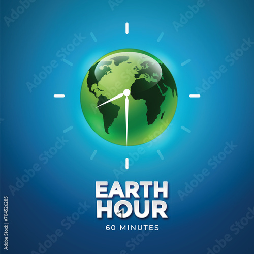 Free vector realistic earth hour illustration with planet