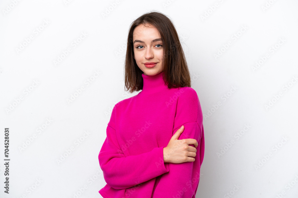 Young Ukrainian woman isolated on white background laughing Young Ukrainian woman isolated on white background laughing
