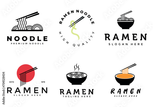 set and collection ramen noodle logo vintage vector illustration design, creative and simple