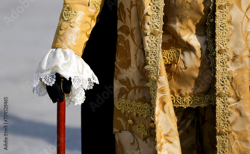 Fényképezés Venetian nobleman who holds the stick in the glove of his hand