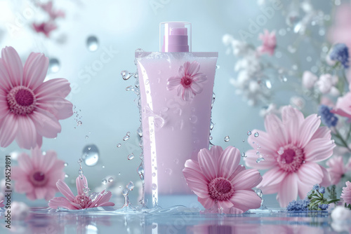Facial cleanser advertising media element template,vector cleansing foam for concept design