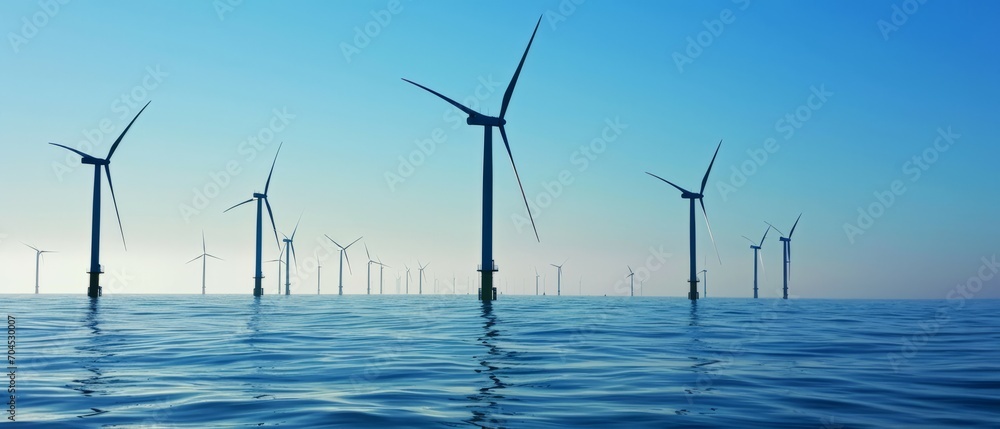 Renewable Energy Dawn: Offshore Wind Turbines at Sea Renewable Energy Dawn: Offshore Wind Turbines at Sea